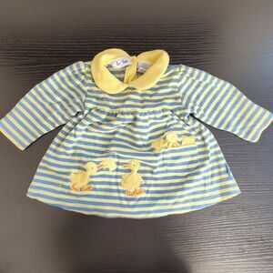 Vintage Le Top Striped Duck Top Yellow/Blue Baby 3 Months